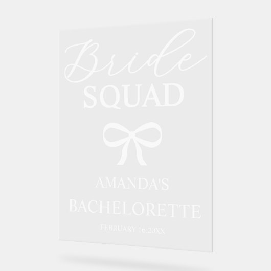 Bride Squad Personalized Bachelorette Welcome アクリルサイン (傾斜)