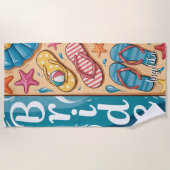 Bride Summer Seashore Vibes Flip-Flops Wedding ビーチタオル (正面)