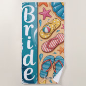 Bride Summer Seashore Vibes Flip-Flops Wedding ビーチタオル (正面)