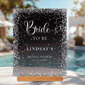 BRIDE TO BE! Black Silver Glitter Bridal Shower  アクリルサイン