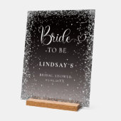 BRIDE TO BE! Black Silver Glitter Bridal Shower  アクリルサイン (傾斜)