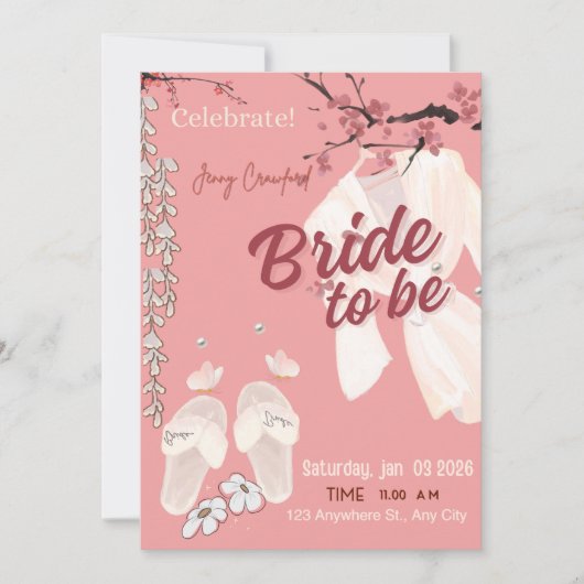 Bride to Be Bridal Shower Invitation | Elegant Pin (正面)