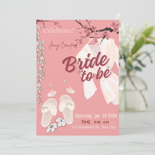Bride to Be Bridal Shower Invitation | Elegant Pin (スタンド正面)