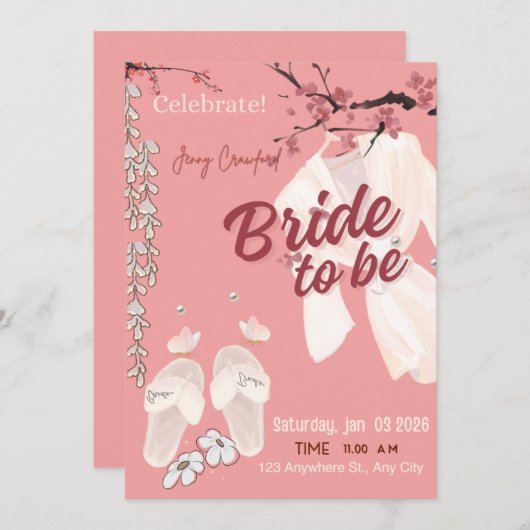 Bride to Be Bridal Shower Invitation | Elegant Pin (正面/裏面)