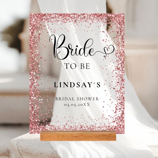 BRIDE TO BE! Copper Glitter Bridal Shower  アクリルサイン
