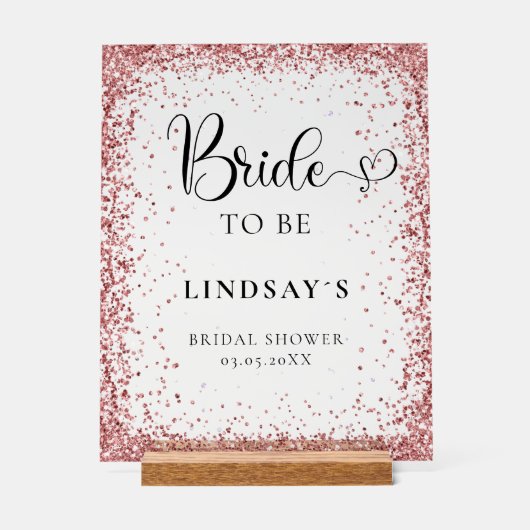 BRIDE TO BE! Copper Glitter Bridal Shower  アクリルサイン (正面)