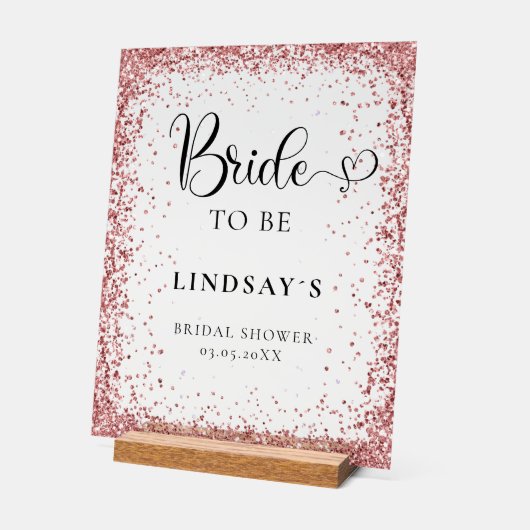 BRIDE TO BE! Copper Glitter Bridal Shower  アクリルサイン (傾斜)