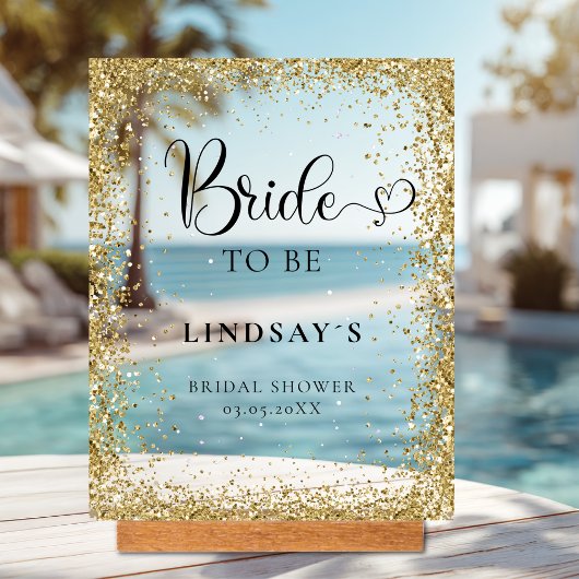 BRIDE TO BE! Gold Glitter Bridal Shower  アクリルサイン