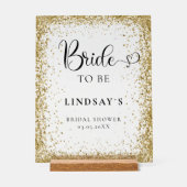 BRIDE TO BE! Gold Glitter Bridal Shower  アクリルサイン (正面)