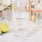 Bride to be ivory bow pearls elegant Bachelorette ショットグラス