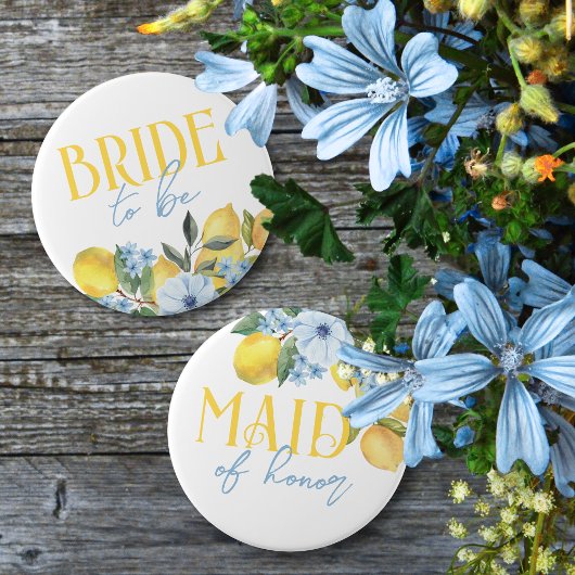 Bride to Be Lemon Bridal Shower Button 缶バッジ