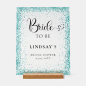 BRIDE TO BE! Mint Glitter Bridal Shower  アクリルサイン (正面)