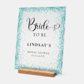 BRIDE TO BE! Mint Glitter Bridal Shower  アクリルサイン (傾斜)