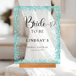 BRIDE TO BE! Mint Glitter Bridal Shower  アクリルサイン