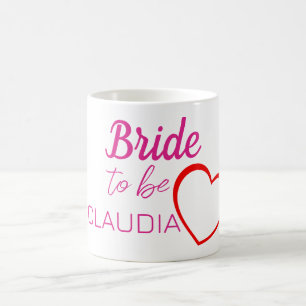 Bride to be Name赤いハート コーヒーマグカップ