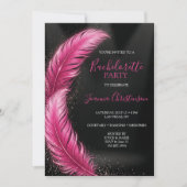 Bride-to-Be Pink Feather Glam Bachelorette Party 招待状 (正面)