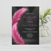 Bride-to-Be Pink Feather Glam Bachelorette Party 招待状 (スタンド正面)