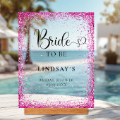 BRIDE TO BE! Pink Glitter Bridal Shower  アクリルサイン