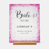 BRIDE TO BE! Pink Glitter Bridal Shower  アクリルサイン (正面)
