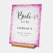 BRIDE TO BE! Pink Glitter Bridal Shower  アクリルサイン (傾斜)