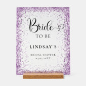 BRIDE TO BE! Purple Glitter Bridal Shower  アクリルサイン (正面)