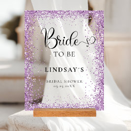 BRIDE TO BE! Purple Glitter Bridal Shower  アクリルサイン