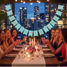 Bride to Be Raspberry Cocktail Bunting Banner