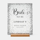 BRIDE TO BE! Silver Glitter Bridal Shower  アクリルサイン (正面)