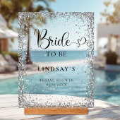 BRIDE TO BE! Silver Glitter Bridal Shower  アクリルサイン