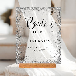 BRIDE TO BE! Silver Glitter Bridal Shower  アクリルサイン