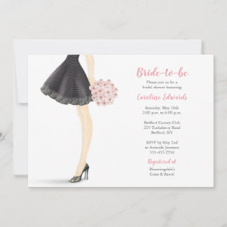 Bride-to-be with Bouquet Bridal Shower Invitation 招待状