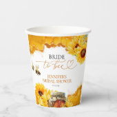 Bride To Bee | 水彩ひまわり ブライダルシャワーパーティー 紙コップ (正面)
