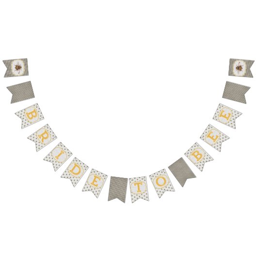 Bride To Bee – 白黒の格子縞バナー バンティングフラッグ (全)