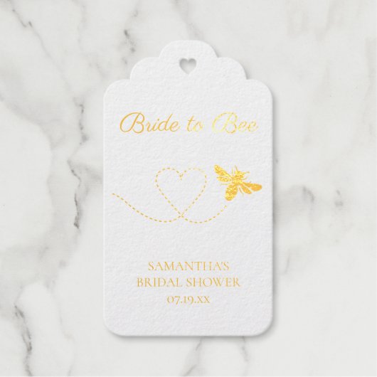 Bride to Bee | 箔押しブライダルシャワーファバータグ ギフトタグ (正面)