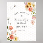 Bride to Bee Floral Baby Shower Welcome ポスター (正面)