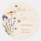 Bride to bee wildflower ivory bridal shower ラウンドシール (正面)