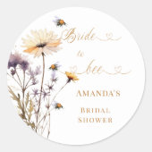 Bride to bee wildflower ivory bridal shower ラウンドシール (正面)