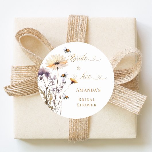 Bride to bee wildflower ivory bridal shower ラウンドシール