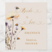 Bride to bee wildflower ivory bridal shower ワインラベル (シングルラベル)