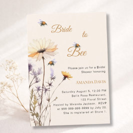 Bride to bee wildflower ivory garden bridal shower 招待状