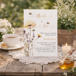 Bride to bee wildflower ivory garden bridal shower 招待状