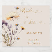 Bride to bee wildflowers ivory bridal shower スパークリングワインラベル (シングルラベル)