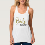 BRIDE TRIBE金ゴールドブラックモダンスクリプトウェディングパーティー タンクトップ<br><div class="desc">自分のカスタマイズ文字でも無くても構わない</div>