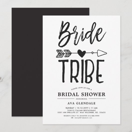 Bride Tribe | スクリプト ブライズシャワー 招待状 (正面/裏面)