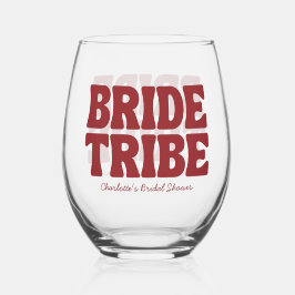 Bride Tribe ワインレッドのブライズシャワー ステムなしワイングラス