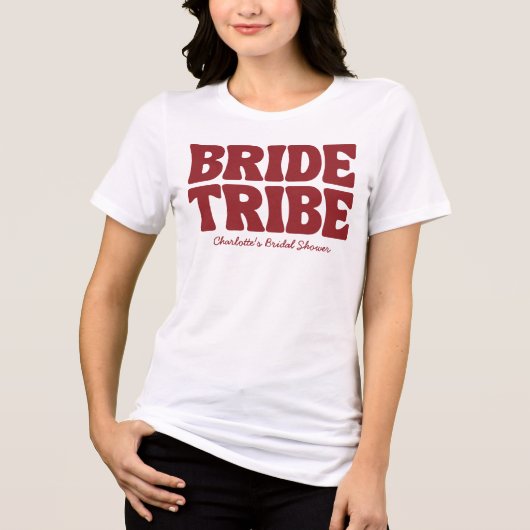 Bride Tribe Burgundy Bridal Shower トライブレンドTシャツ (正面)