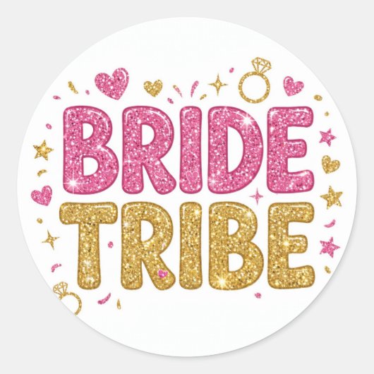 Bride Tribe Glitter Sticker ラウンドシール (正面)