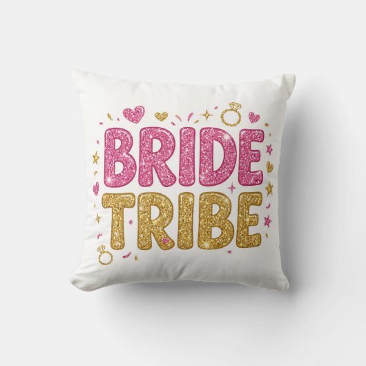 Bride Tribe Glitter Throw Pillow クッション (正面)
