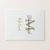 Bride tribe monogram bridal shower simple golden p ジグソーパズル (横)