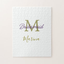 Bride tribe monogram bridal shower simple golden p ジグソーパズル